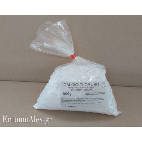 CALCIO CLORURO diidrato 1kg GR. TECNICO 99% FIOCCHI SALI ASSORBITORE UMIDITA